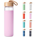 18oz 550ml Silicone Sleeve Borosilicate Glass Water Bottle with Bamboo Lids, Glass Drinking Water Bottle, Glass Water Bottle